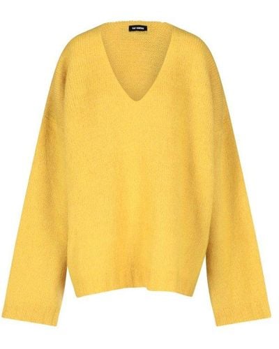 Raf Simons V-neck Oversized Sweater - Yellow