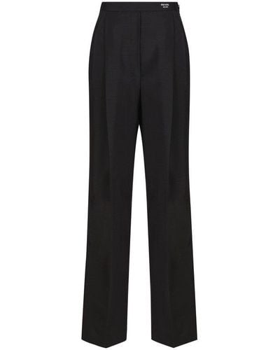 Prada Logo Detailed Straight Leg Pants - Black