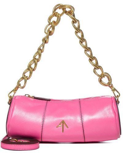 MANU Atelier Cylinder Chain Link Shoulder Bag - Pink