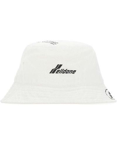 we11done Logo Print Bucket Hat - White