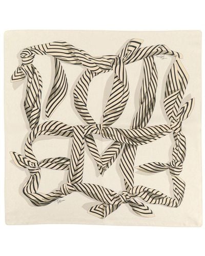 Totême Monogram Printed Square-shaped Scarf - Natural