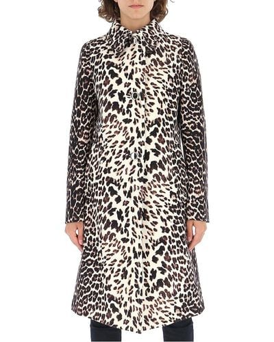Prada Leopard Print Single Breasted Coat - White