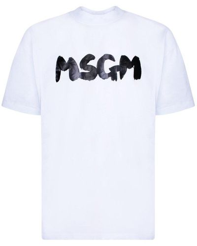 MSGM Oversize Logo Brushed T-Shirt - White