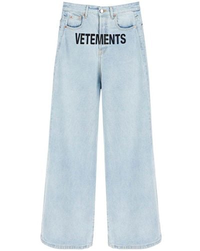 Vetements baggy Jeans With Logo Embroidery - Blue