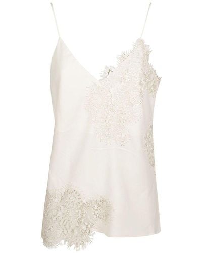 Rohe Floral Lace Detailed V-neck Top - White