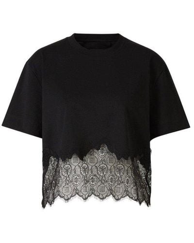 Givenchy Lace-detailed Cropped T-shirt - Black