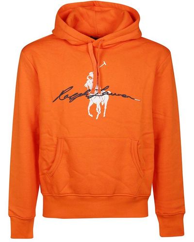 Polo Ralph Lauren Hooded Sweatshirt With Big Pony Logo - Orange