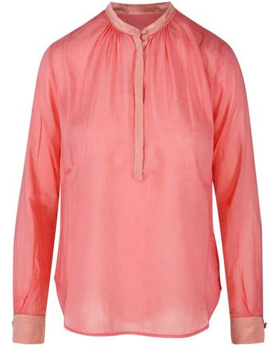 Forte Forte Collarless Sleeved Blouse - Pink
