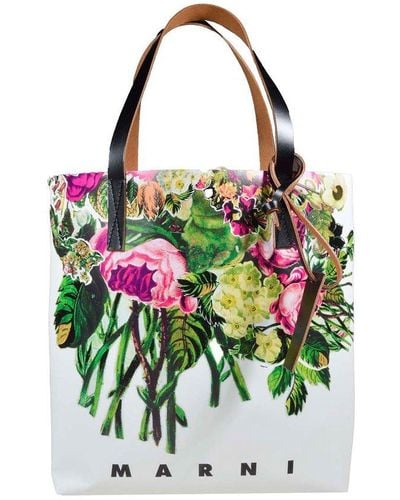 Marni Mystical Bloom Printed Tribeca Shopper Bag - Green