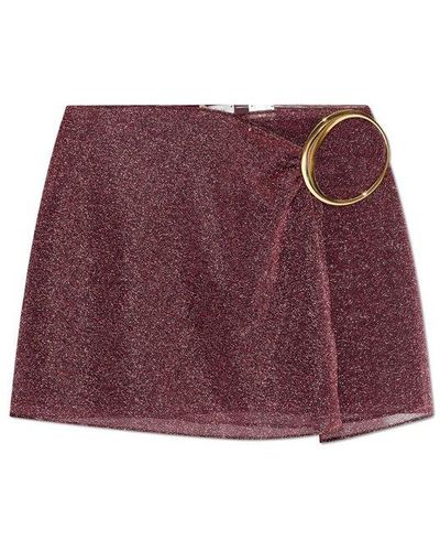 Oséree Lumière Lurex O-ring Mini Skirt - Red