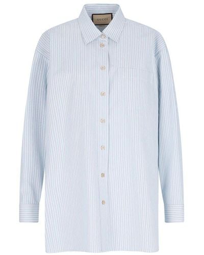 Gucci Oversized-fit Striped Shirt - Blue