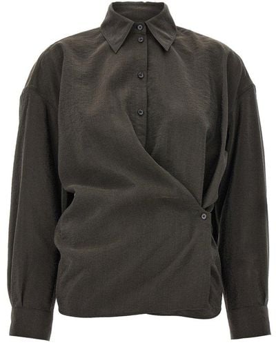 Lemaire Silk Shirt, - Black