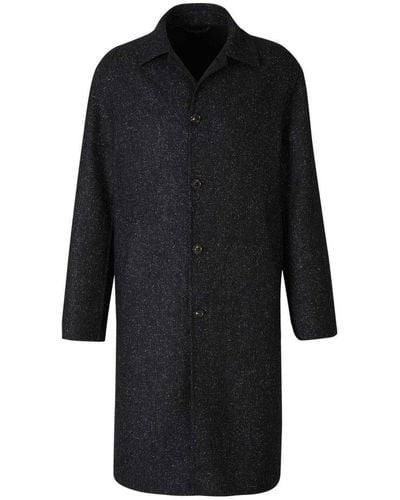 Lardini Single-breasted Knitted Coat - Black