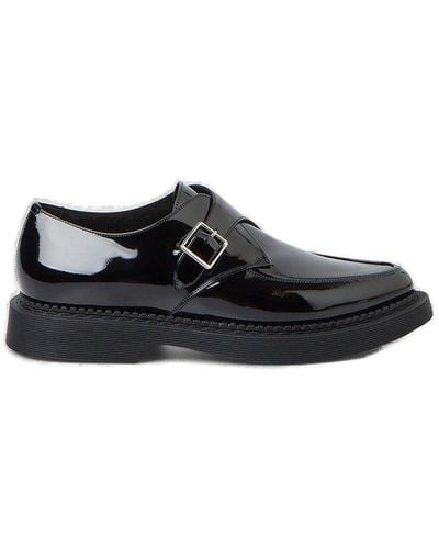 Saint Laurent Buckle Leather Shoes - Black