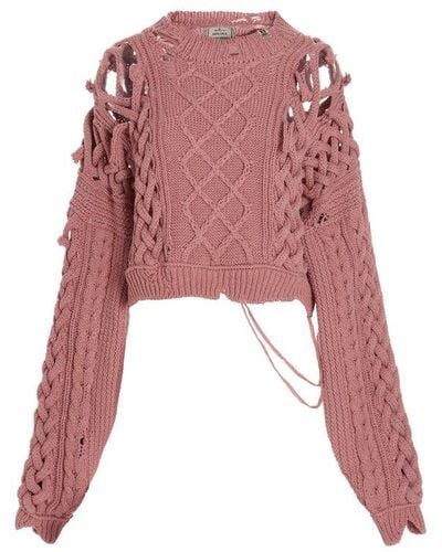 Maison Mihara Yasuhiro Distressed Long-sleeved Sweater - Pink