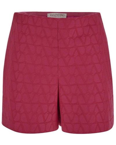 Valentino Toile Iconographe Straight Hem Shorts - Red