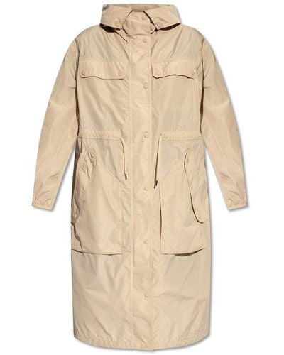 Moncler Mantio Hooded Long Parka Jacket - Natural