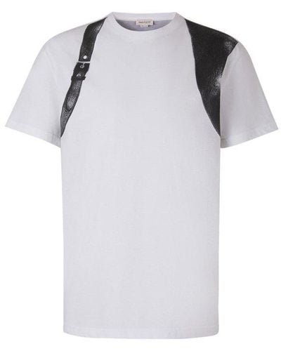 Alexander McQueen Buckle-detail Paneled Crewneck T-shirt - Gray