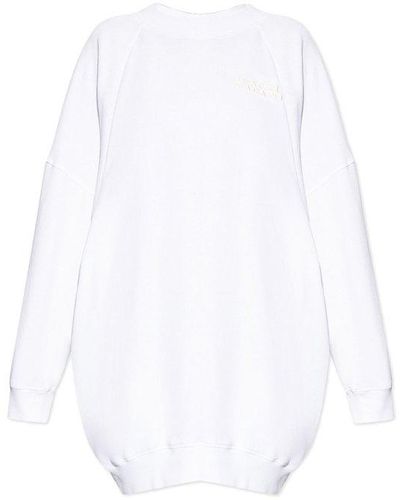 Isabel Marant Tenery Logo Embroidered Mini Sweatshirt Dress - White