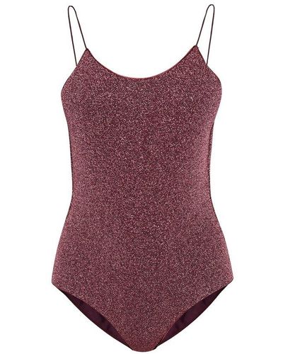 Oséree Maillot Lurex One-piece Swimsuit - Purple