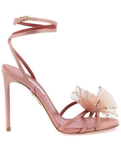 Aquazzura Reve Bow-detailed Ankle Strap Sandals - Pink