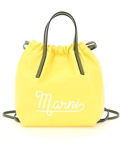 Marni Leather And Econyl Small Backpack - Yellow