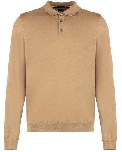 BOSS Knitted Slim-fit Jumper - Natural