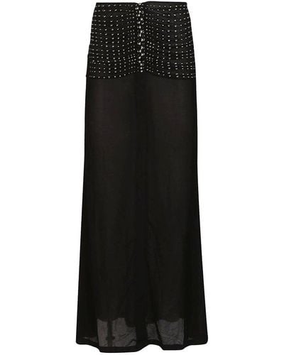 Rabanne Embellished Ruched Long Skirt - Black