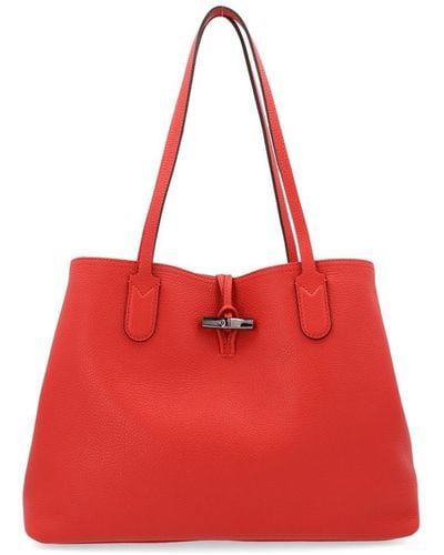 Longchamp Large Roseau Tote Bag - Red