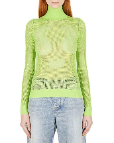 Balenciaga Mesh Roll-neck Top - Green