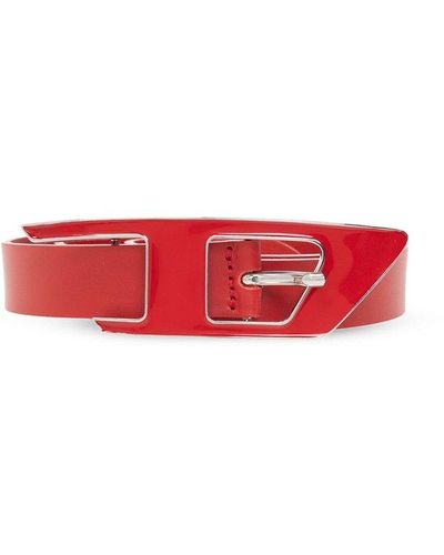 DIESEL Leather Belt With Logo - Red