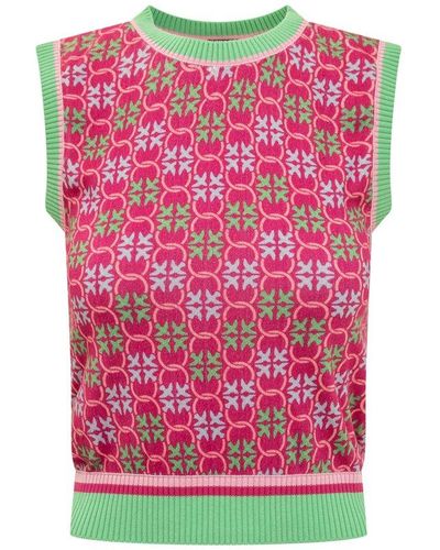 Pinko Monogram Sleeveless Knitted Top - Pink