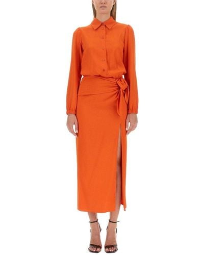 Moschino Jeans Side Slit Midi Dress - Orange