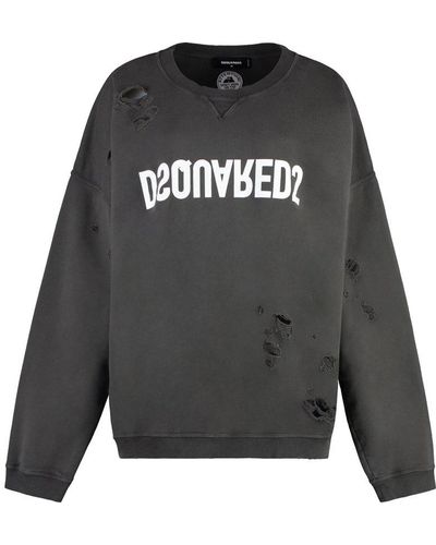 DSquared² Ripped Crewneck Sweatshirt - Gray