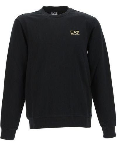 EA7 Logo Printed Crewneck Sweatshirt - Black