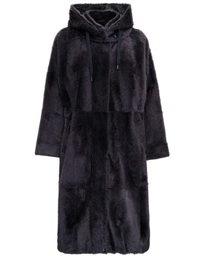 Brunello Cucinelli Single-breasted Hooded Coat - Black