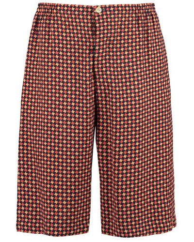 Gucci Geometric Houndstooth Print Shorts - Red