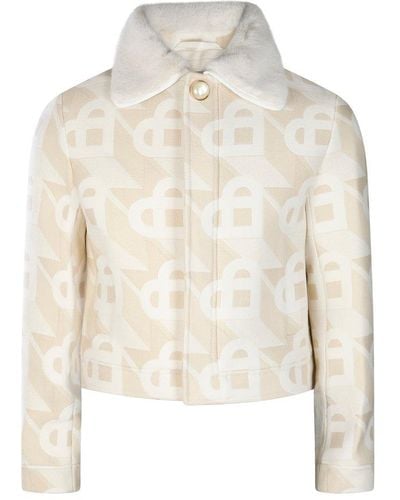 Casablancabrand Heart Monogram Cropped Jacket - White