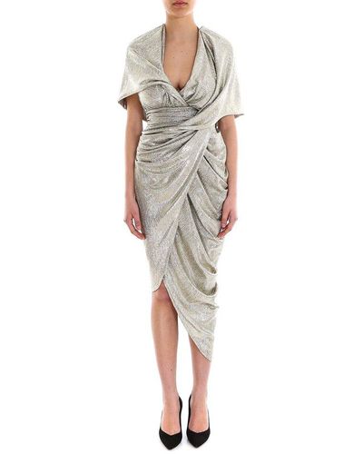 Balmain Asymmetric Draped Dress - Metallic