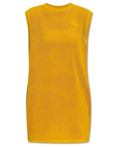 Burberry Ekd Motif Knitted Sleeveless Dress - Yellow