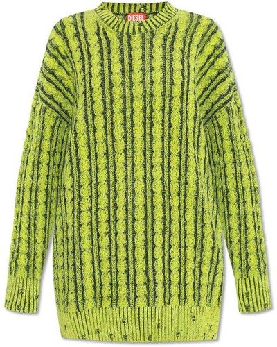 DIESEL M-pantesse Cable-knit Drop-shoulder Sweater - Green