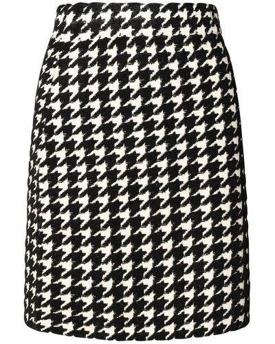 Burberry Houndstooth-pattern Knitted Mini Skirt - Black