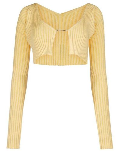 Jacquemus Logo Plaque Cropped Long-sleeve Top - Yellow
