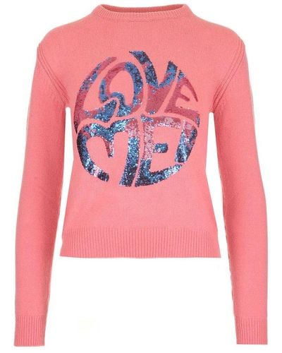 Alberta Ferretti Love Me Sequins Sweater - Pink
