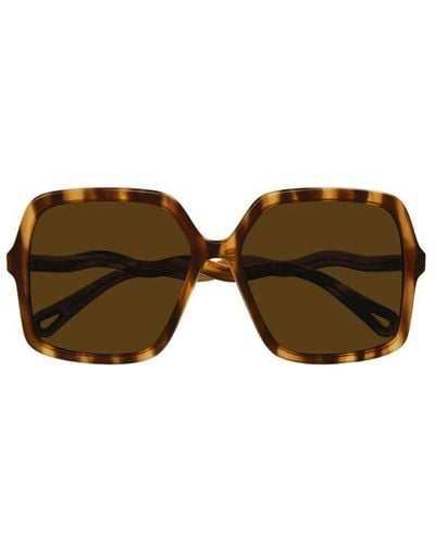 Chloé Rectangular Frame Sunglasses - Multicolor