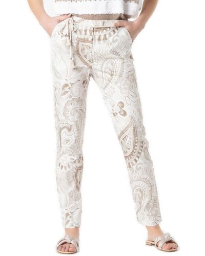 Le Tricot Perugia Arabesque Printed Straight-leg Trousers - Natural