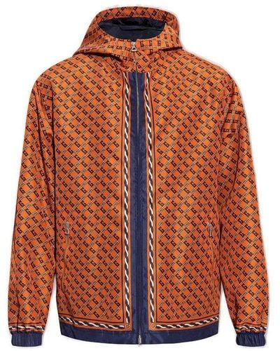 Gucci Nylon Zip Jacket With Geometric G Print - Orange