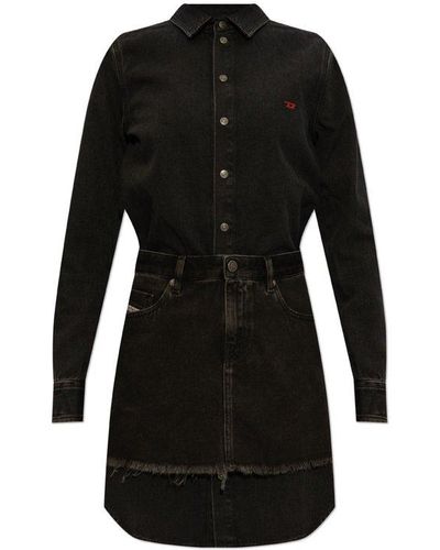 DIESEL De-desy-d Detachable Skirt Denim Dress - Black