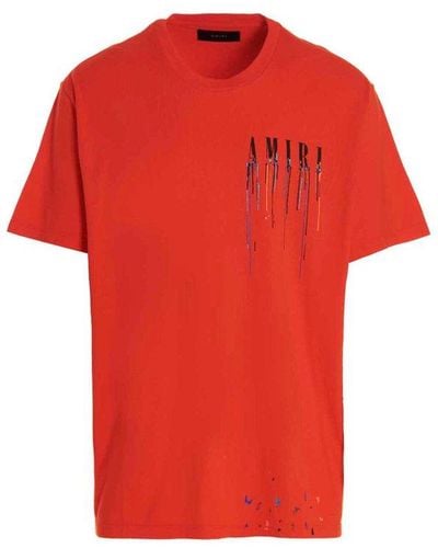 Amiri Paint Drip Logo Crewneck T-shirt - Orange