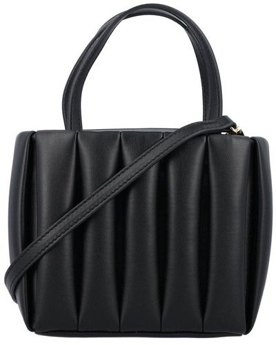 THEMOIRÈ Ribbed Small Top Handle Bag - Black